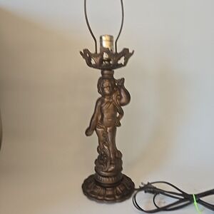Antique Angel Cherub Putti Figural Table‎ Lamp Light Victorian Cast Iron